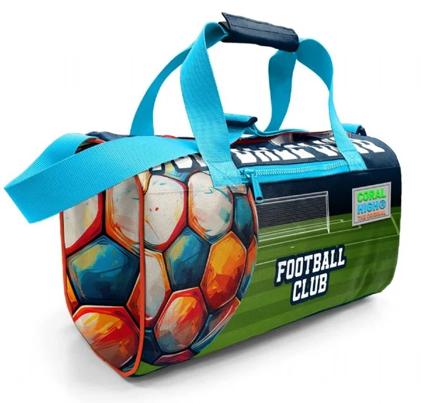 Coral High Erkek Çocuk Spor ve Seyahat Çantası - Lacivert Yeşil Futbol Desenli - 27525 ürün görseli 1