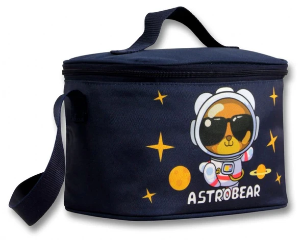 Ümit Çanta 5046 Isı Yalıtımlı Erkek Çocuk (Astronot Ayıcık Baskılı, Lacivert Beyaz Renkli) Beslenme Çantası ürün görseli 1