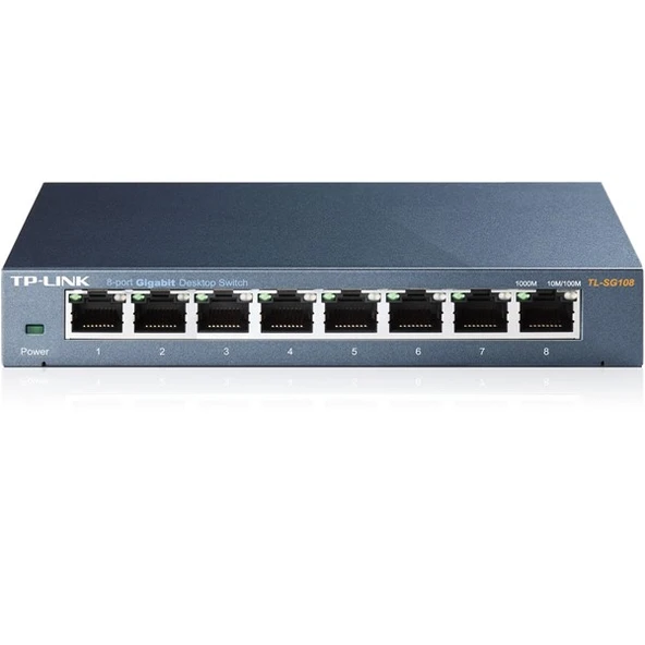TP-LINK 8-PORT TL-SG108 GIGABIT YÖNETİLEMEZ SWITCH METAL KASA ürün görseli 1