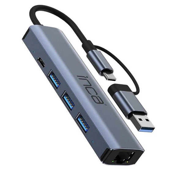 INCA IUTP-5T Gigabit USB Çoklayıcı USB 3.0,TYPEC Ethernet ürün görseli 1