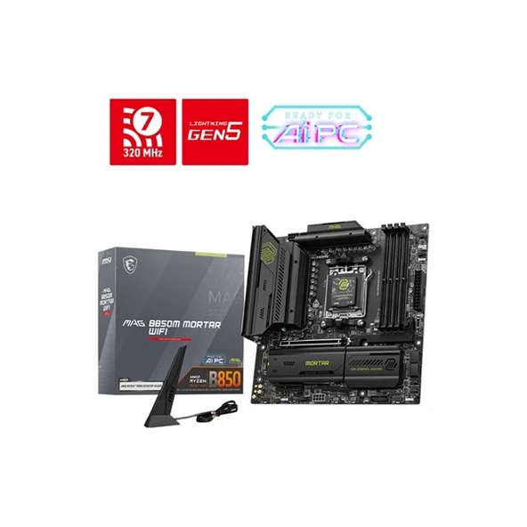 MSI MAG B850M MORTAR WIFI7 DDR5 HDMI-DP PCIE 5.0 AM5 MATX ürün görseli 1