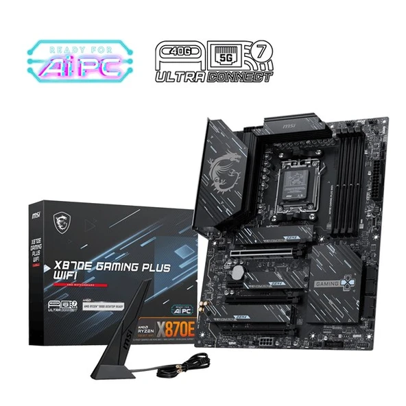 MSI X870E GAMING PLUS WIFI-7 DDR5 8200MHZ(OC) HDMI DP PCIe 16X v5.0 AM5 ATX ürün görseli 1