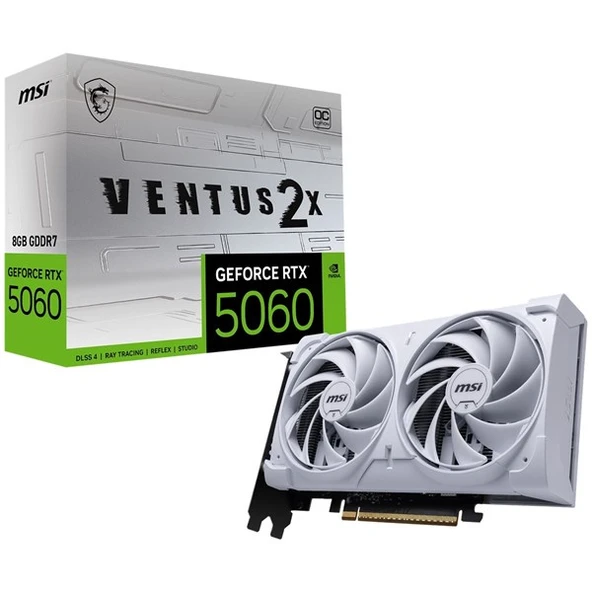 MSI 8GB RTX5060 VENTUS 2X OC WHITE GDDR7 128bit HDMI-DP PCIE 5.0 ürün görseli 1
