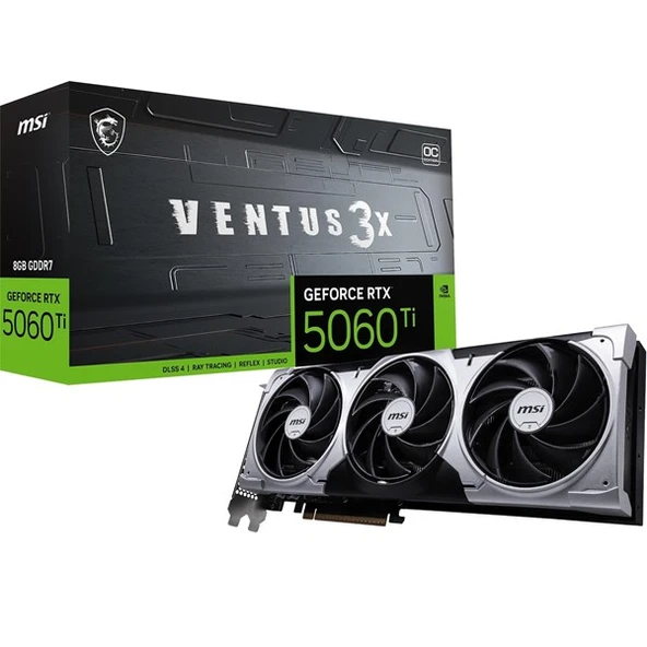 MSI RTX5060TI 8GB VENTUS 3X OC GDDR7 128bit HDMI DP PCIe 5.0 ürün görseli 1