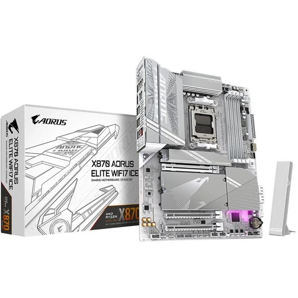 GIGABYTE X870 AORUS ELITE WIFI-7 ICE DDR5 HDMI DP PCIe 16X v5.0 AM5 ATX ürün görseli 1
