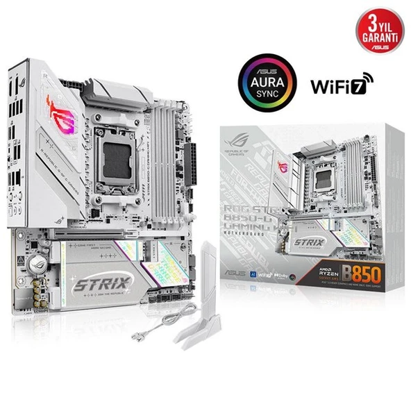 ASUS ROG STRIX B850-G GAMING WIFI7 DDR5 HDMI-DP TYPEC PCIE 5.0 AM5 MATX BEYAZ ürün görseli 1
