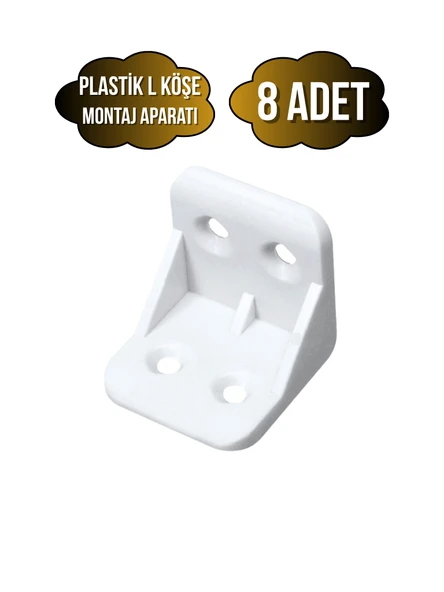 L Bağlantı Plastiği Dolap Köşe Bağlantı Montaj Plastiği(BEYAZ)(20X20X30MM) Beyaz BEYAZ - 8 ADET ürün görseli 1