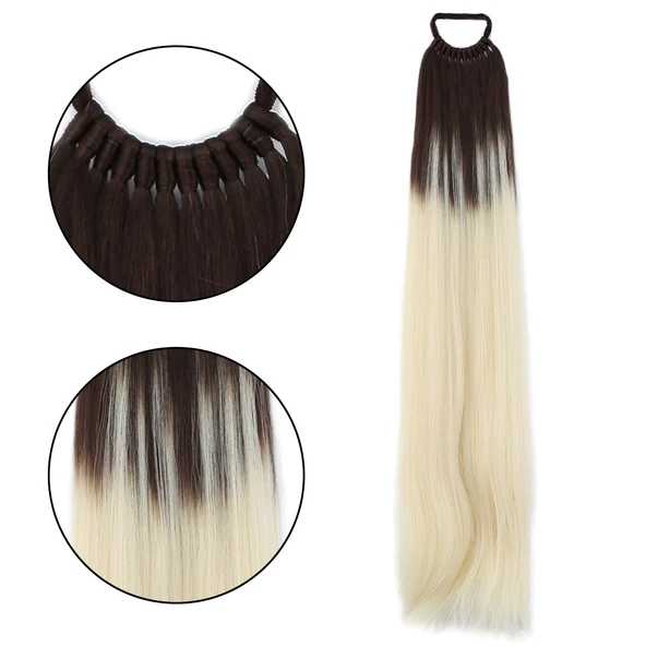 Lastik Tokalı At Kuyruğu Düz - Kumral / Platin Ombre ürün görseli 1