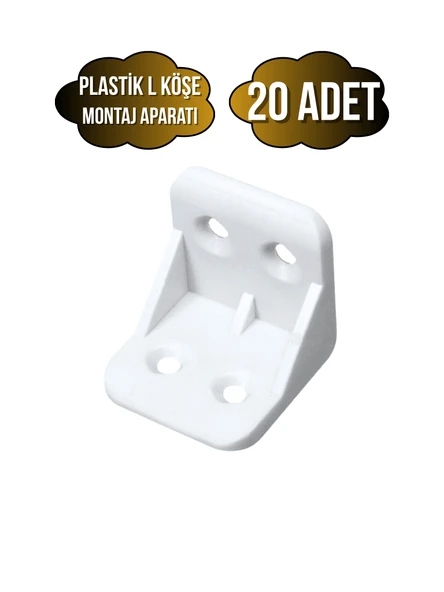 L Bağlantı Plastiği Dolap Köşe Bağlantı Montaj Plastiği(BEYAZ)(20X20X30MM) Beyaz BEYAZ - 20 ADET ürün görseli 1