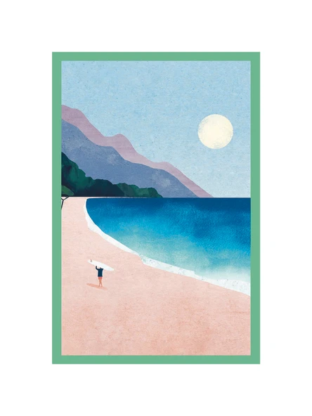 Surf Beach  Doğa ve Deniz Temalı Dekoratif Hediye Not Kartı Kartpostal  10x15 cm ürün görseli 1