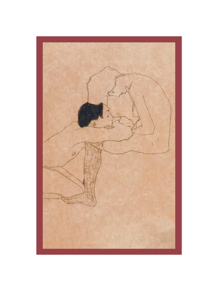 Egon Schiele Aşıklar  Sevgiliye Sanatsal Dekoratif Hediye Not Kartı & Kartpostal 10x15 cm ürün görseli 1