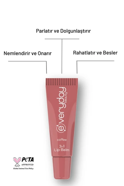 Everyday Beauty 3in1 Lip Balm Kahve, Nemlendirici Besleyici Parlatıcı Dudak Bakım 10 ml ürün görseli 1