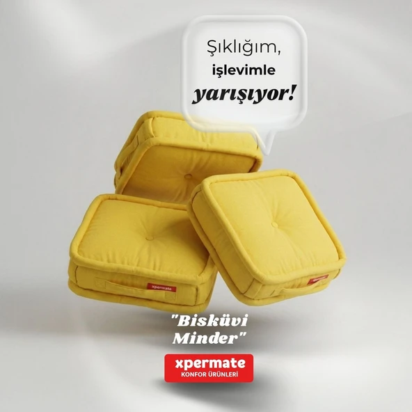 XPERMATE Bisküvi Minder Petek Önü Palet Üstü Minderi Fransız MinderBank ve Bahçe Minderi45x45x14Sarı ürün görseli 1