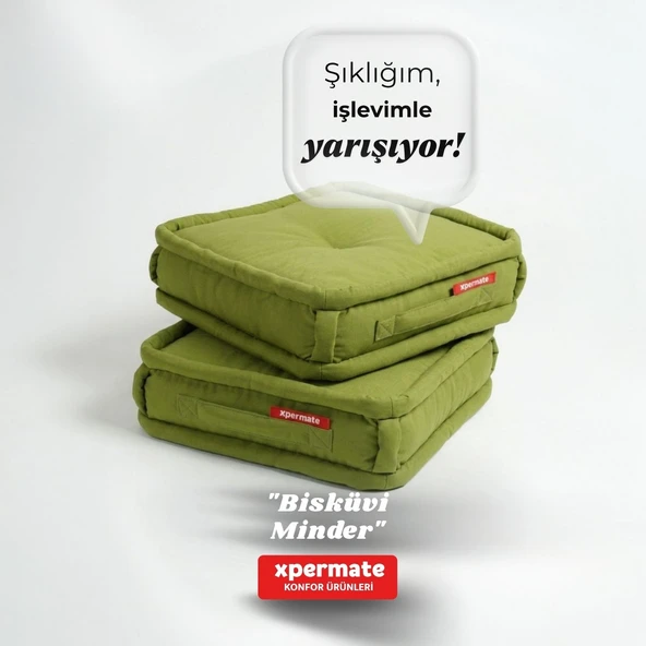 XPERMATE Bisküvi Minder Petek Önü Palet Üstü Minderi Fransız MinderBank ve Bahçe Minderi45x45x14Yeşi ürün görseli 1