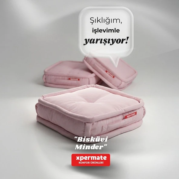XPERMATE Bisküvi Minder Petek Önü Palet Üstü Minderi Fransız Minder Bank ve Bahçe Minderi 45x45x14 cm Pembe ürün görseli 1