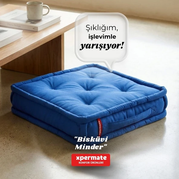 XPERMATE Bisküvi Minder Petek Önü Palet Üstü Minderi Fransız Minderi 55x55x14 Mavi ürün görseli 1