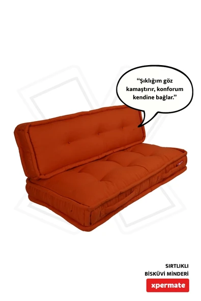 XPERMATE Bisküvi Minder Petek Önü Palet Üstü Minderi Fransız Minder Bank ve Bahçe Minderi 60X120x14 cm Kiremit ürün görseli 1