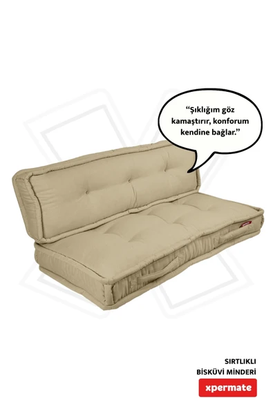 XPERMATE Bisküvi Minder Petek Önü Palet Üstü Minderi Fransız Minder Bank ve Bahçe Minderi 60X120x14 cm Bej ürün görseli 1