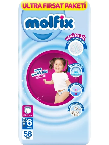 Molfix 6 Numara Ekstra Large 58'li Külot Bez ürün görseli 1
