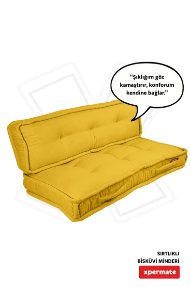 XPERMATE Bisküvi Minder Petek Önü Palet Üstü Minderi Fransız Minder Bank ve Bahçe Minderi 60X120x14 cm Sarı ürün görseli 1
