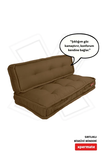 XPERMATE Bisküvi Minder Petek Önü Palet Üstü Minderi Fransız Minder Bank ve Bahçe Minderi 60X120x14 cm Kahve ürün görseli 1