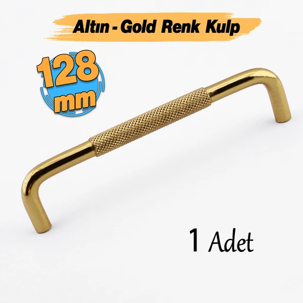 Tırtıklı Altın Gold Metal Kulp 128 mm 12.8 cm Mobilya Çekmece Dolap Dolabı Modern Kapak Kulpları ürün görseli 1