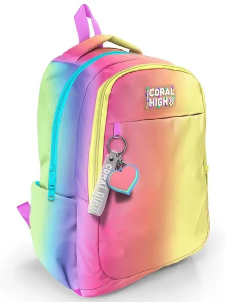Coral High Kids Renk Geçişli Desenli Üç Bölmeli Okul Sırt Çantası 23668 ürün görseli 1