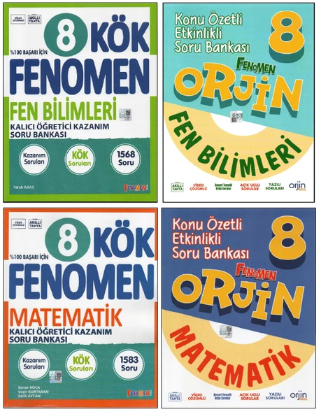 FENOMEN 8. SINIF FEN KÖK+ORJİN FEN+MATEMATİK KÖK+ORJİN MATEMATİK (4 KİTAP) ürün görseli 1