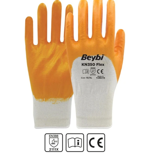 Beybi KN350 Nitril Kaplı Örme Eldiven No:10 - Resim 2