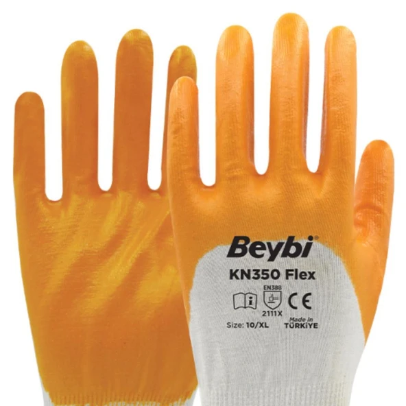 Beybi KN350 Nitril Kaplı Örme Eldiven No:10 ürün görseli 1