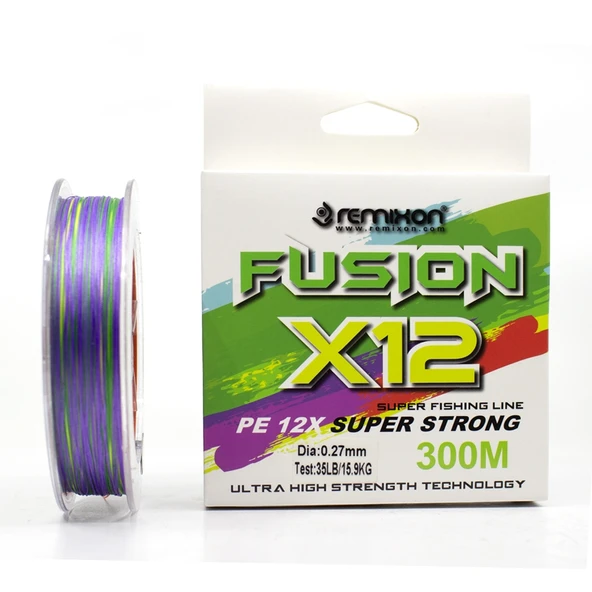 Remixon Fusion 12B Multicolor 300m İp Misina Kalınlık (mm) : 0,27mm ürün görseli 1