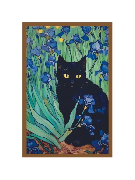Sevimli Kedi Çizimli Kartpostallar ve Hediye Not Kartları  Çiçek Bahçesinin Kedisi  10 x 15 cm ürün görseli 1