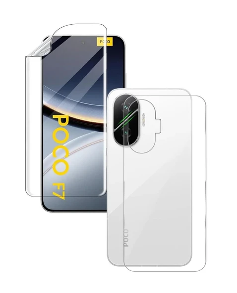 Xiaomi Poco F7 Uyumlu Ön+Arka Body Şeffaf Ultra koruyucu Nano Jelatin ürün görseli 1