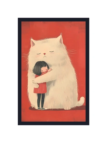 Sevimli Kedi Tasarımlı Dekoratif Hediye Not Kartları & Karpostallar  En Güzel Sarılma 10x15 Cm ürün görseli 1