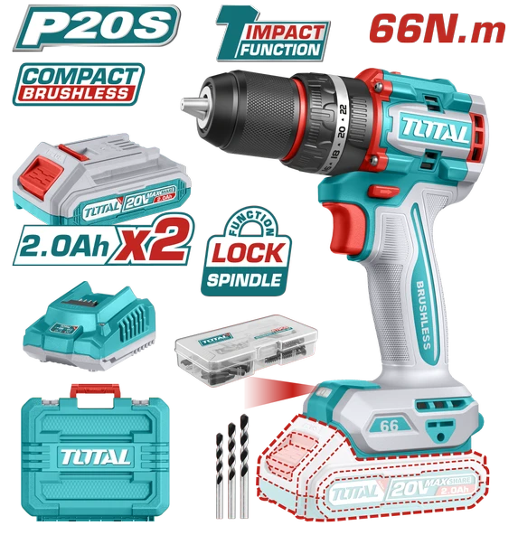 Total  LI-ION AKÜLÜ 66NM DARBELİ MATKAP TIDLI20668E ürün görseli 1