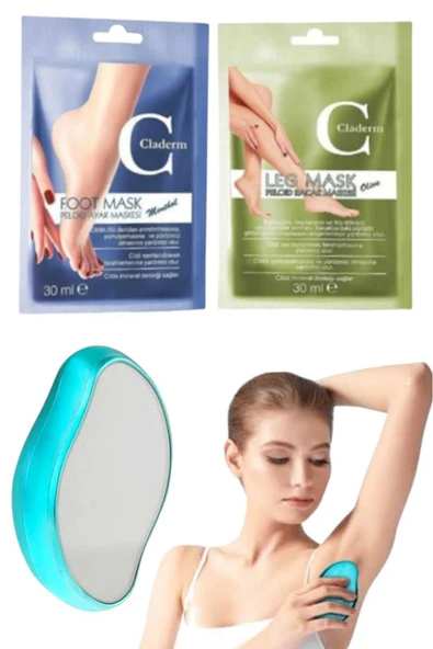 3'lü Set Ayak Bacak Peeling Kil Bakım Maske Kristal Epilasyon Taşı Ağda Aleti Tüy Dökücü Tüy Silğisi ürün görseli 1