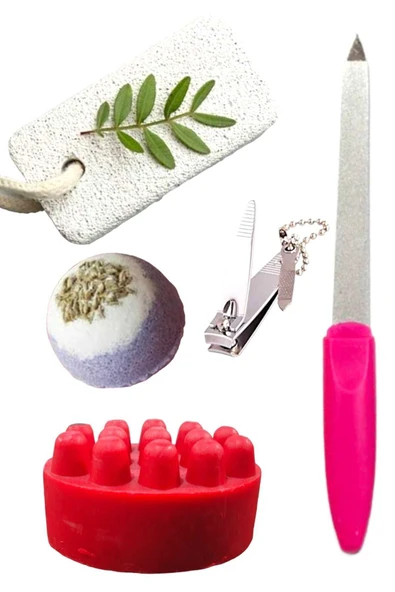 5'li Ayak Peeling Bakım Rahatlatıcı Doğal Gül Kokulu Sabun Nem Topu Yatıştırıcı Pedikür Seti ürün görseli 1