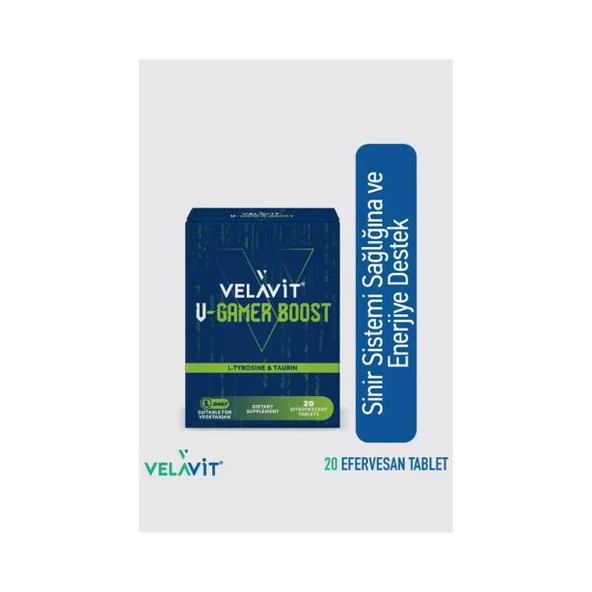 Velavit V-Gamer Boost L-Tyrosine & Taurin 20 Effervescent Tablets ürün görseli 1