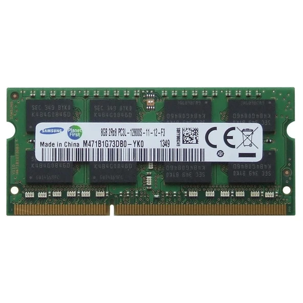 Samsung 8gb PC3L-12800S-11-11-F3 DDR3L 1.35V 1600MHZ Notebook Ram M471B1G73DB0-YK0 ürün görseli 1
