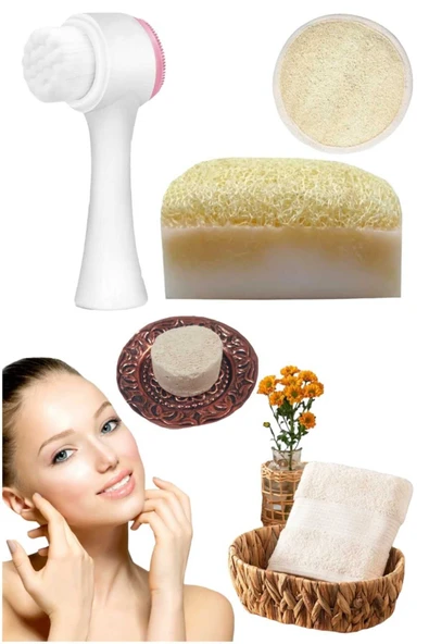 5'li Tüm Cilt Temizleme Kabak Lifli Eşek Sütü Gerdirme Beyazlatıcı Sabun Masaj Peeling Ruşur Taşı ürün görseli 1