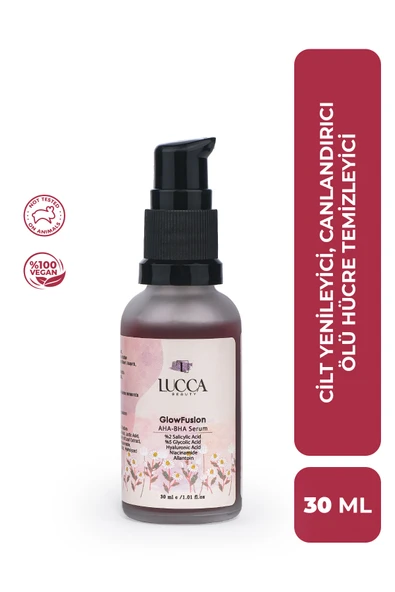 GlowFusion AHA-BHA Serum 30 ml - Peeling Etkili , Hyaluronik Asit, Allantoin ve Glikolik İçeren Cilt Serumu ürün görseli 1
