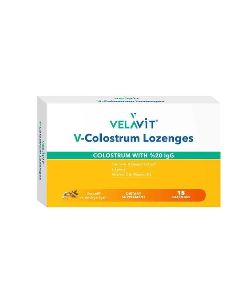Velavit V-Colostrum Lozenges Zencefil ve Zerdeçal Pastil 15 li ürün görseli 1