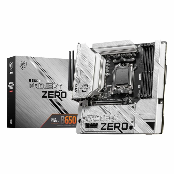 MSI B650M Project Zero DDR5 (7600MHz)OC M.2 HDMI/DP/USB-C PCIe 4.0 AM5 mATX Anakart ürün görseli 1