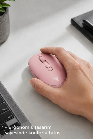 Mouse Çift Modlu Sessiz Kablosuz Fare TM17 Pembe - Resim 5