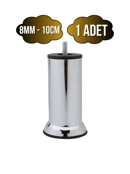 Metal Ayak Vidalı Pasolu Mobilya Yatak Koltuk Baza Ayağı(METAL)(10CM - 12CM - 15CM)(8MM)(VİDALI) Krom 10cm 10cm - 1 ADET ürün görseli 1