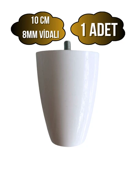 Plastik Ayak 8mm Vidalı Mobilya Koltuk ve Baza Ayağı(BEYAZ)(10CM)(8MM)(VİDALI) Beyaz 10cm 10cm - 1 ADET ürün görseli 1