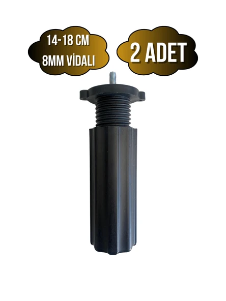 Siyah 14-18cm Ayarlı Plastik Orta Ayak Mobilya Masa ve Dolap Ayağı(14-18CM)(SİYAH)(8MM VİDALI) Siyah 14-18cm 14-18cm - 2 ADET ürün görseli 1