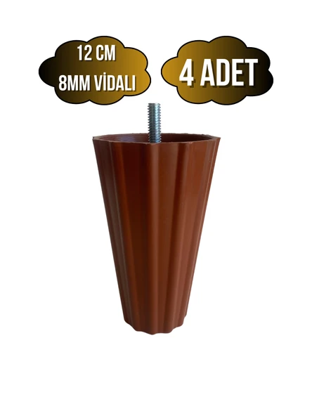 Armut Kahverengi Plastik 12cm 8mm Vidalı Mobilya Koltuk ve Baza Ayağı(12CM)(KAHVERENGİ)(8MM)(VİDALI) Kahverengi 12cm 12cm - 4 ADET ürün görseli 1