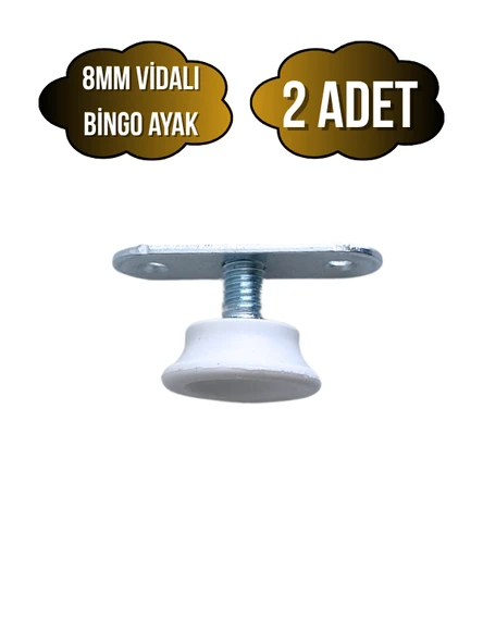 Beyaz Bingo Ayarlanabilir Ayak 8mm Vidalı Masa Ayağı(TAKIM)(EN DÜŞÜK YÜK:13MM EN BÜYÜK YÜK:22MM) Beyaz BEYAZ - 2 ADET ürün görseli 1