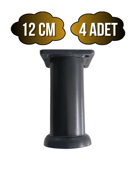Plastik Siyah Ayarlanabilir Ayak Masa Dolap ve Mobilya Ayağı(SİYAH)(10CM - 12CM - 15CM) Siyah 12cm 12cm - 4 ADET ürün görseli 1